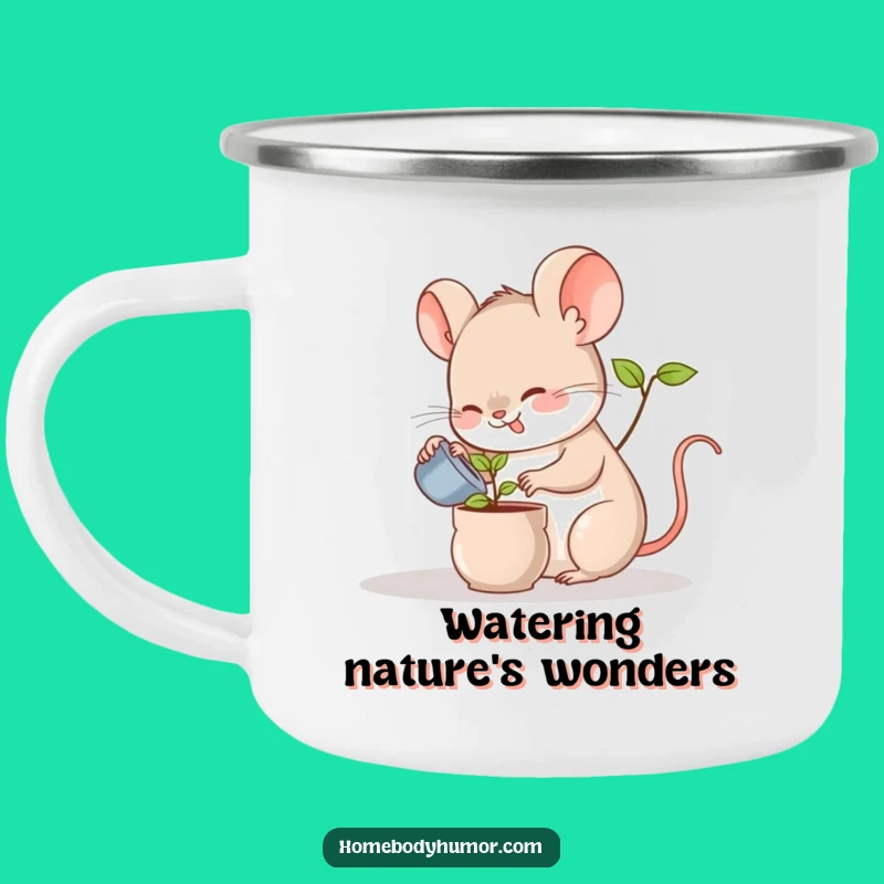 Funny Mouse Watering Plant Camping Mug: Adventure-Ready and Adorably Humorous