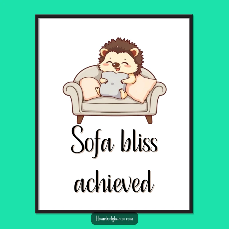 Funny Hedgehog Home Digital Art Print - Instant Cozy Charm