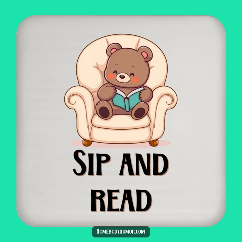 Funny Bear Reading Coasters: Protect Surfaces with Cozy Humor