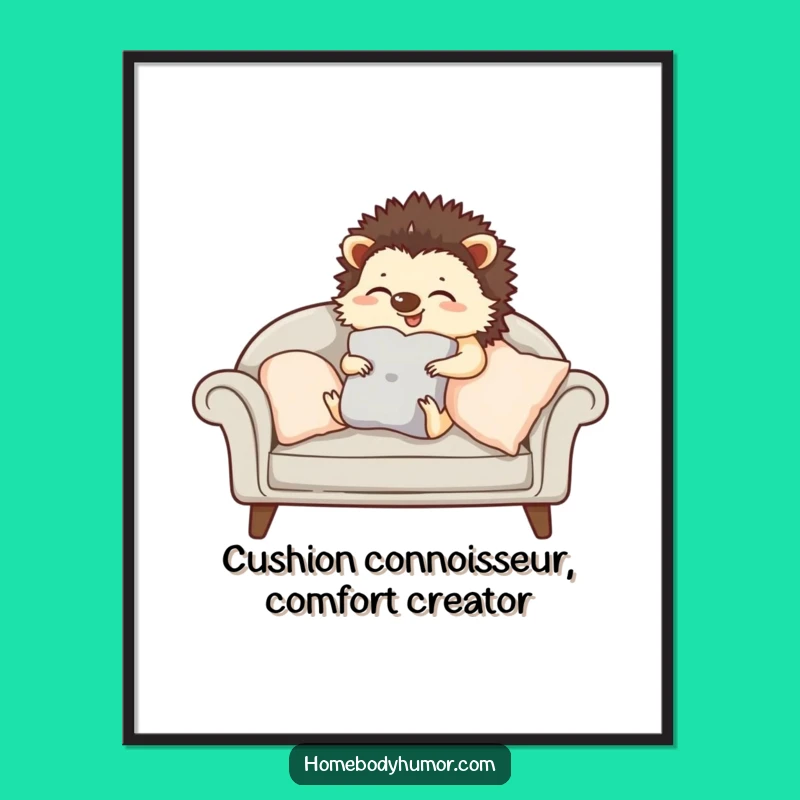 Free Printable Wall Art: Cozy Hedgehog Sofa Decor Downloadable Art