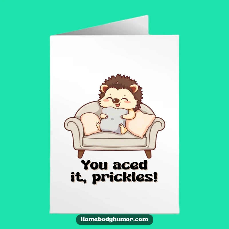 Free Printable Congrats Card: Tidy Hedgehog Home Victory Downloadable