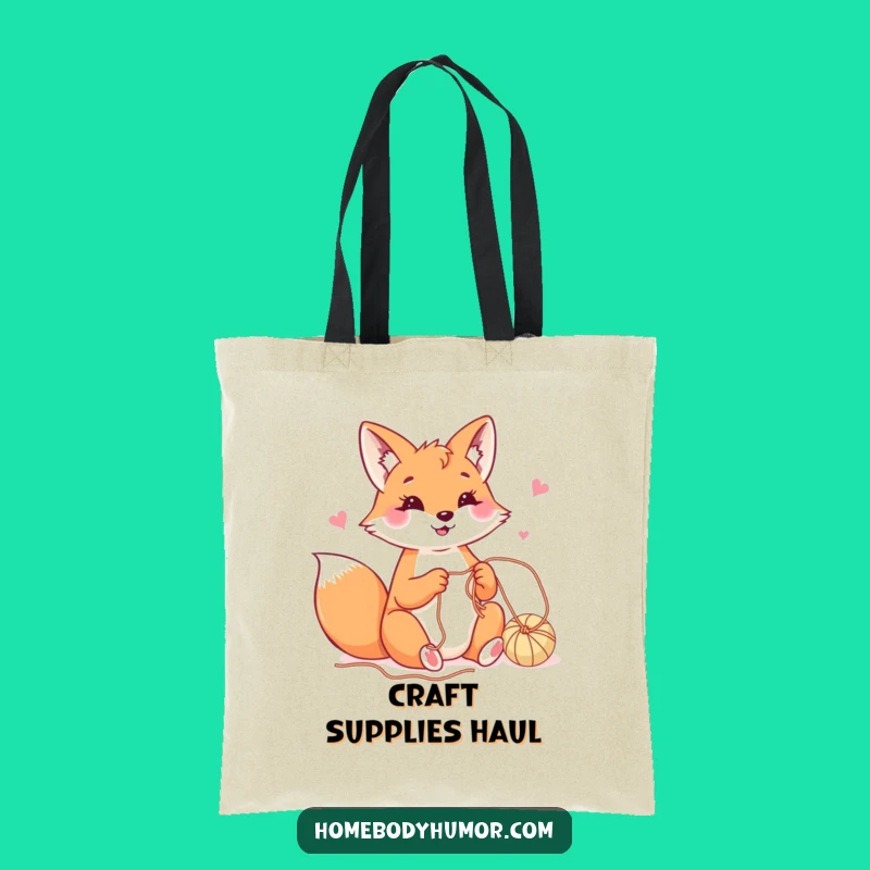Funny Fox Yarn Tote Bag - Carry Your Craft Supplies with Style